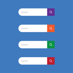 Set of search bars, flat web design elements