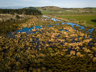 Aerial view New Zealand River Landscape