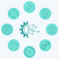 Gear and circuit vector icon sign symbol