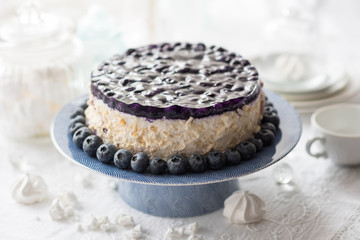 Homemade Blueberry Cake Decorated with Jelly