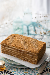 Homemade Russian Honey Layered Cake, Medovik