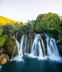Fototapeta na wymiar waterfall on Una river in village Martin Brod in Bosnia and Herzegovina