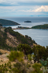 Picturesque Challa Village With Fava Bean and Potato Crops in Sun Island (Isla Del Sol), La Paz, Bolivia