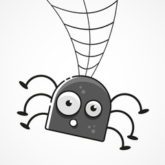 Cute Spider And Webs Over Gray Background Vector