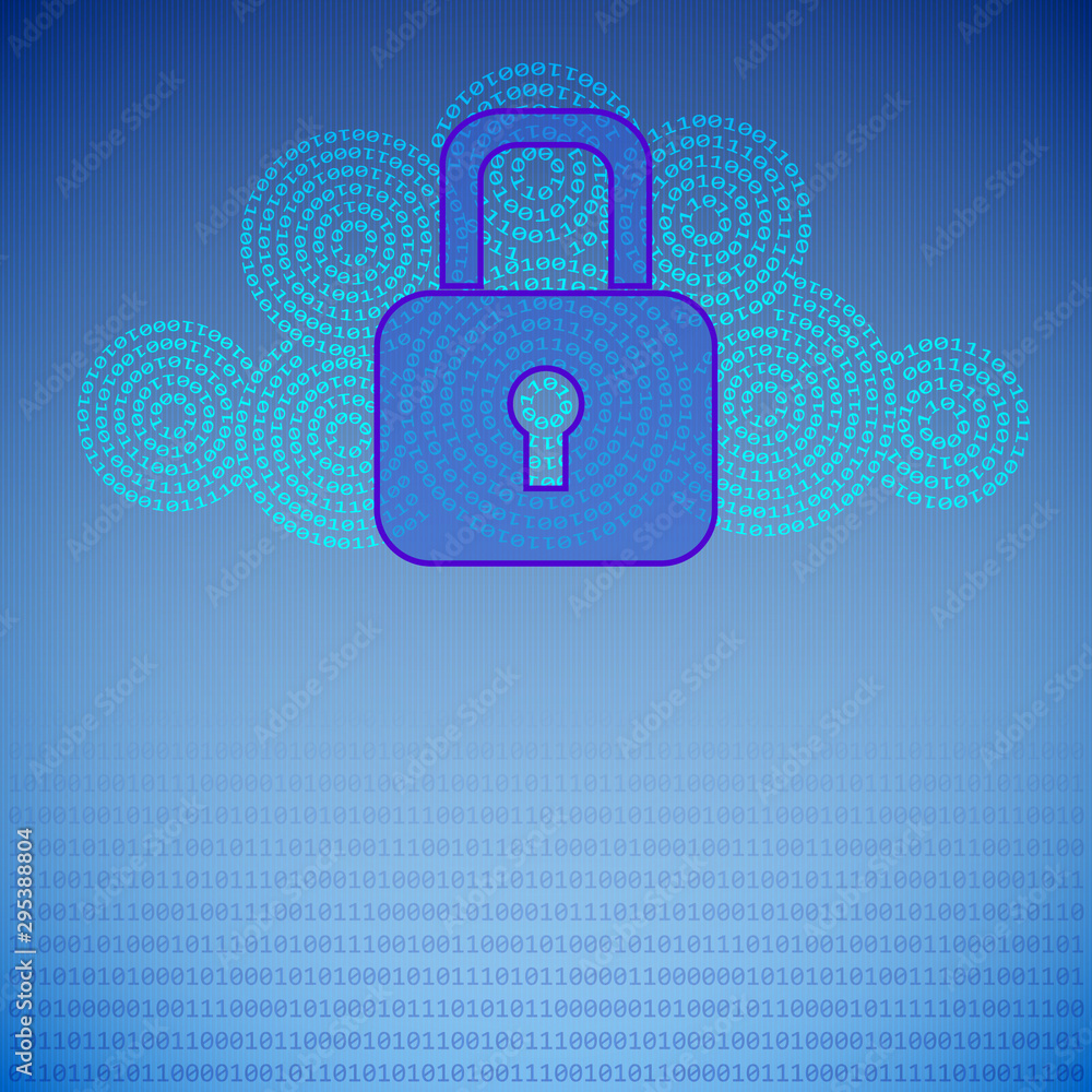 Aufkleber clouds information security design with lock and binary code