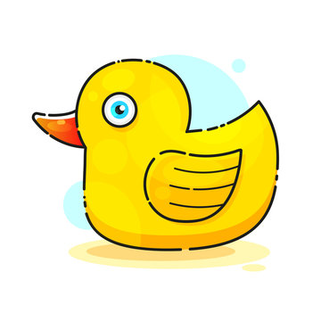 Ducky Bath Toy Flat Vector Color Icon For Apps