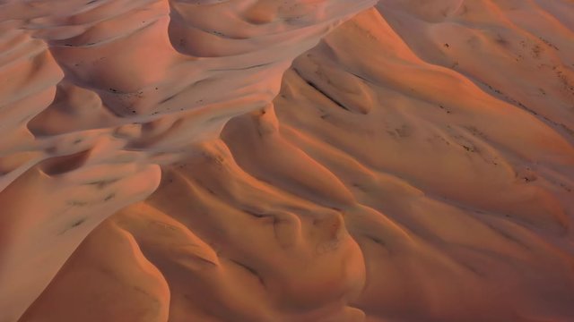 Aerial top view on sand dunes in Gobi Desert, Mongolia, 4k