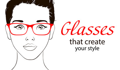 Glasses that create your style. Glasses for vision correction. Banner to create your design and web.