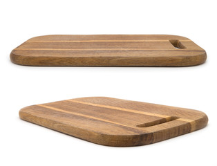 Wooden chopping board isolated on white background