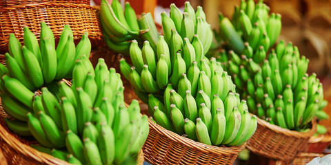 Green bananas on traditional farmer market on Madeira © Ekaterina Pokrovsky
