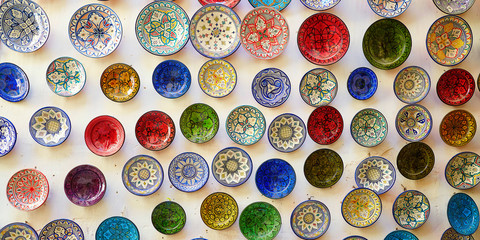 traditional ceramics on Moroccan market
