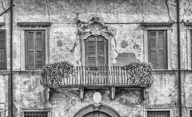 Historical buildings in the old city center of Verona, Italy