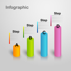 3D infographic graph with 4 steps for business or corporate sector in presentation.
