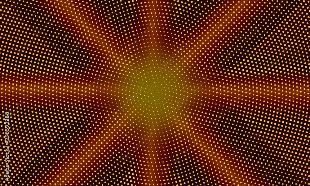 Poster abstract background with golden particles. halftone dotted design