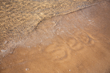 Sandy, sea shore, the waves are coming.