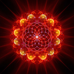 Floral fractal red ornament