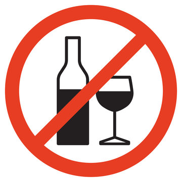 No alcohol sign on white background. Isolated vector illustration.