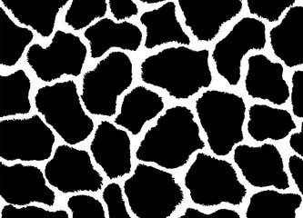 Giraffe skin pattern texture repeating seamless monochrome black and white. Vector. Texture giraffe. Fashionable print. Fashion and stylish background. Fabric, wallpaper or texture for 3D. Fur