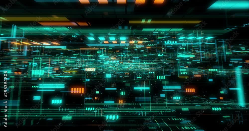 Poster big data visualization with digital grid motion. analysis of information, cloud computing, internet 
