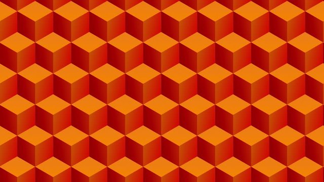 Isometric orange cubes pattern moving diagonally. Seamlessly loopable animation.