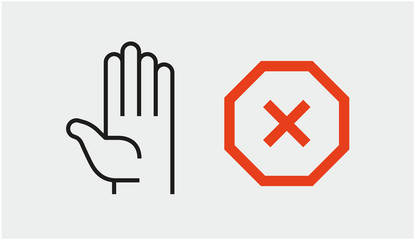 hand stop sign icon. vector set stop symbols.