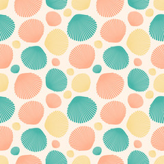 Seamless pattern with colorful seashells for wrapping paper, wallpaper, web page background and more. Vector illustration. EPS10.