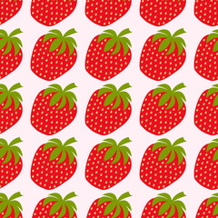 Strawberry seamless pattern in modern flat style for web page background, wrapping paper, wallpaper and other printed products. Vector illustration. EPS10.