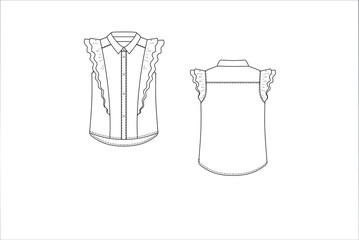 Women top,t-shirt, blouse with braided details in vector set