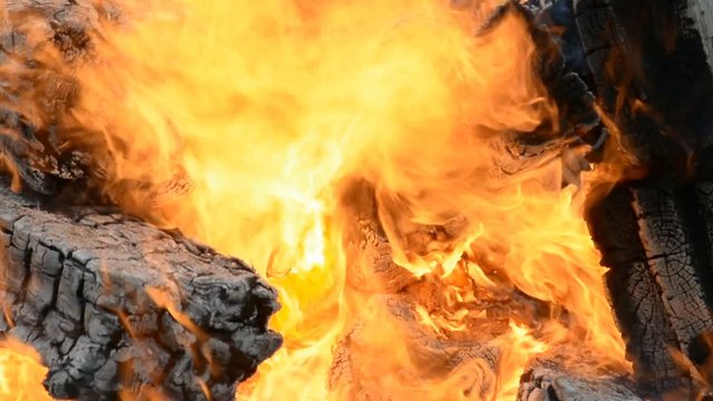 big flame on fire close up