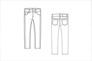 drawn fashion Decorative trousers, clothing,  Vector illustration in old ink style for girl kids