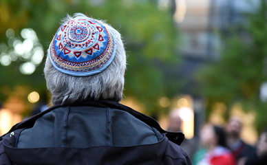 Jude mit Kippa auf einer Demonstration
