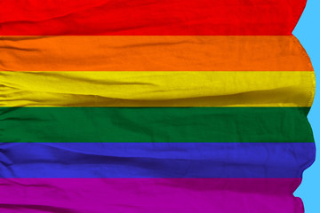 bow flag, Pride flag, Freedom flag - the international symbol of the lesbian, gay, bisexual and transgender community, the concept of the human rights movement
