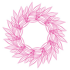 Round frame of stilized abstract leaves. Floral decorative design element for invitation, greeting cards and other items. Vector illustration isolated on white background.