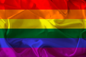 bow flag, Pride flag, Freedom flag - the international symbol of the lesbian, gay, bisexual and transgender community, the concept of the human rights movement