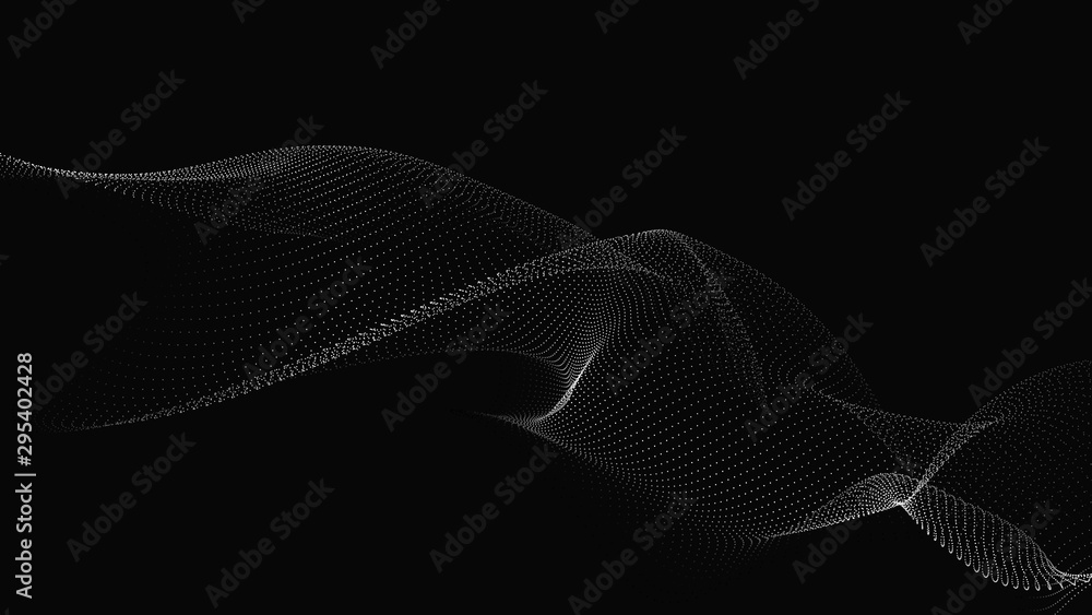 Poster Abstract digital wave of particles. Futuristic point wave. Technology background vector. Vector illustration