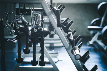 Close-up of fitness equipment in the gym