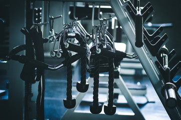 Close-up of fitness equipment in the gym
