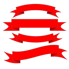 Vector ribbon isolated on a white background. Illustration set of red set.