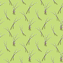 Easter seamless pattern with branches of pussy-willow for wrapping paper, wallpaper, web page background and more.