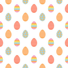 Easter seamless pattern with colorful eggs for wrapping paper, wallpaper, web page background and more.