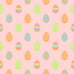 Easter seamless pattern with colorful eggs for wrapping paper, wallpaper, web page background and more.