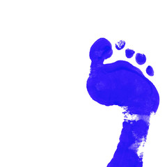 Blue footprint on white background