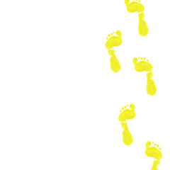 Yellow footprints on a white background