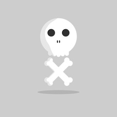 Skull icon, Halloween symbol, flat design template, vector illustration