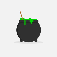 Witches cauldron icon, Halloween symbol, flat design template, vector illustration