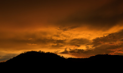 sunset in the clouds and mountains
