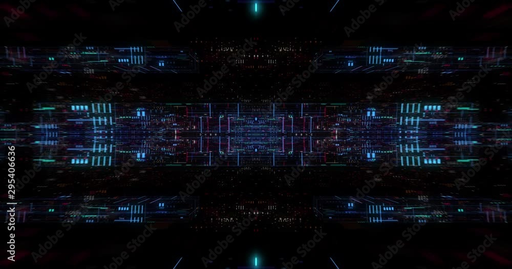 Poster flying over abstract motion background, a futuristic circuit board, digital motherboard. digital gri