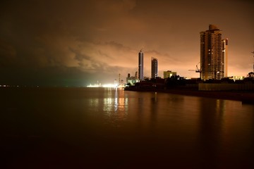 power plant at night