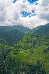 Fototapeta na wymiar Beautiful mountain valley landscape of rice terraces in Asia