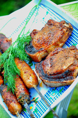 Pork Steaks with Lamb Sausages